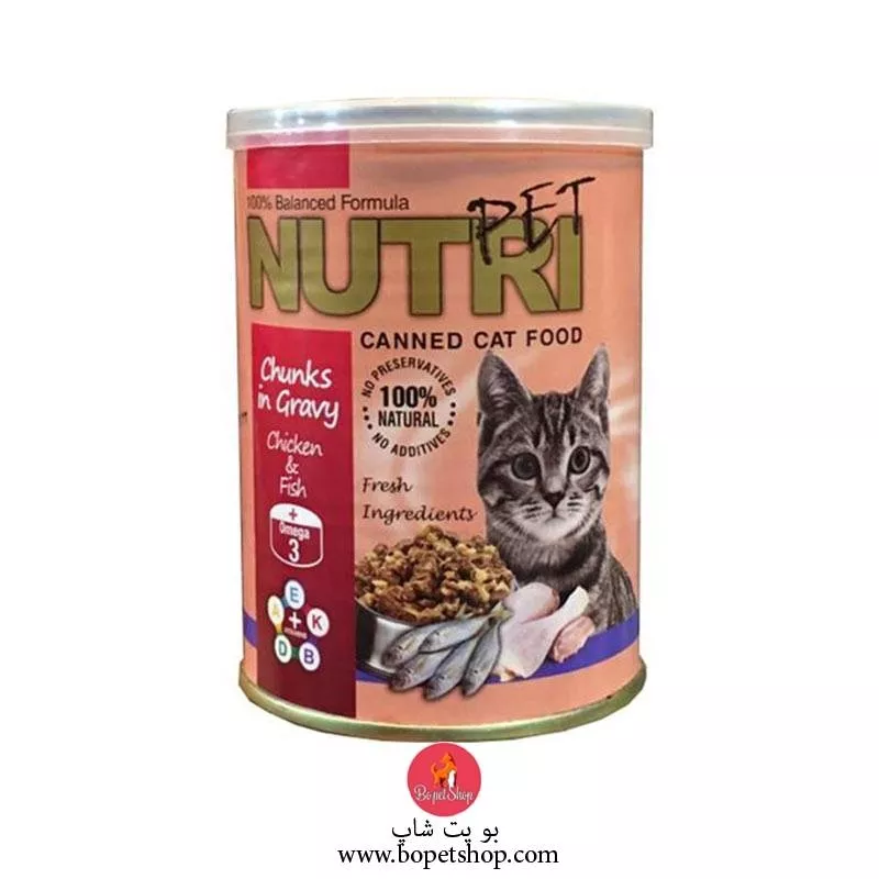 خرید کنسرو گوشت مرغ و ماهی ،مخصوص گربه، ۴۲۵ گرمی، برند نوتری پت Nutripet, Cat Canned Food, Chicken And Fish, 425g