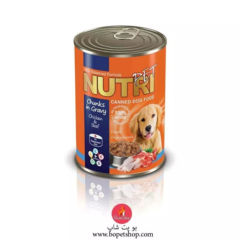 خرید کنسرو چانک گوشت مرغ و گوشت قرمز نوتری، مخصوص سگ ،۴۲۵ گرم Nutripet, Canned Dog Food, Chicken and Beef, Chunk, 425g