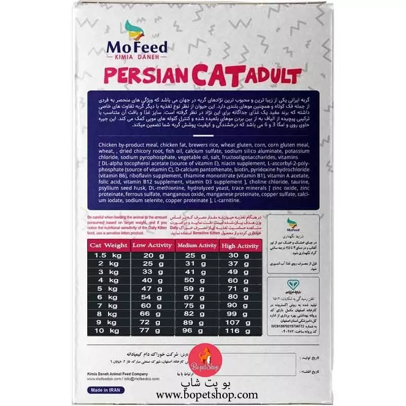 خرید غذاي خشک گربه پرشين مفيد MoFeed Persian Cat Food وزن 2 کيلوگرم